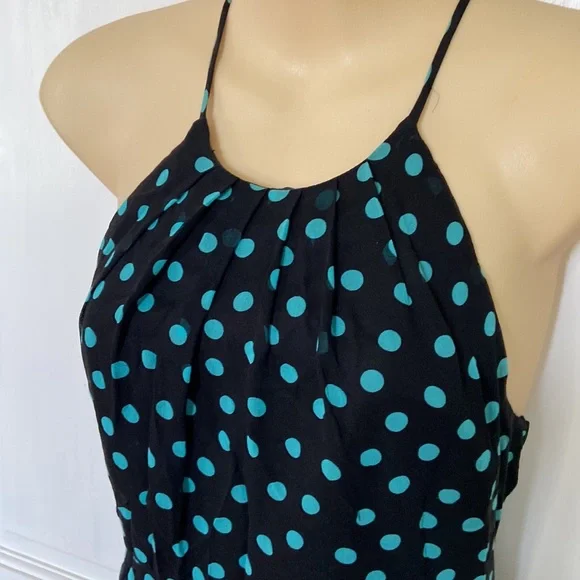 Nine West Black Turquoise PolkaDot Silk Dress Sz 4 - Picture 2 of 12